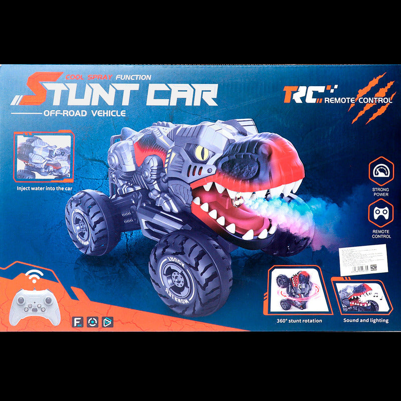 Auto a Control Remoto Dinosaurio Piruetas Humo Musica 360° 4x4