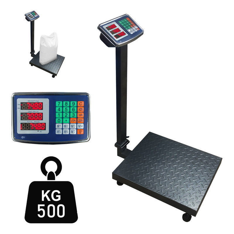 Balanza Industrial Digital 500kg Recargable con Brazo y Pantalla LED