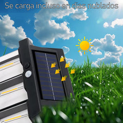 Farol Solar Aplique Pared 4 Led Sensor Movimiento Luz Cálida