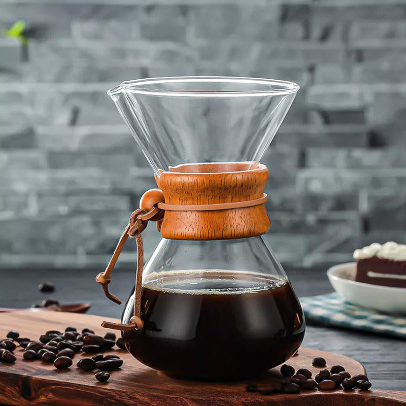 Cafetera Tipo Chemex 800ML Pour Over Por Goteo Vidrio Para Verter