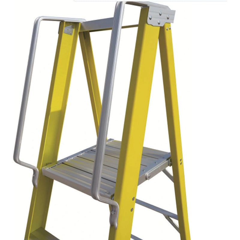 Escalera Industrial Plataforma Fibra De Vidrio 4 Peldaños