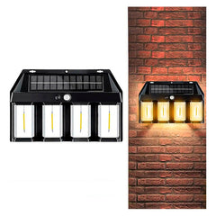 2 Farol Solar Aplique Pared 4 Led Sensor Movimiento L Cálida