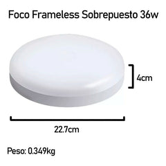 Foco Plafon Frameless Led Techo Sobrepuesto 36w Luz Fria
