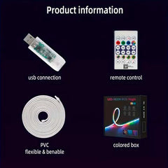 Cinta Tira Luz Led Rgb Neon Flex Bluetooth Usb 5 metros Con Control