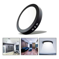 Foco Plafon Led Sobrepuesto Redondo 12w Luz Fria Borde Negro