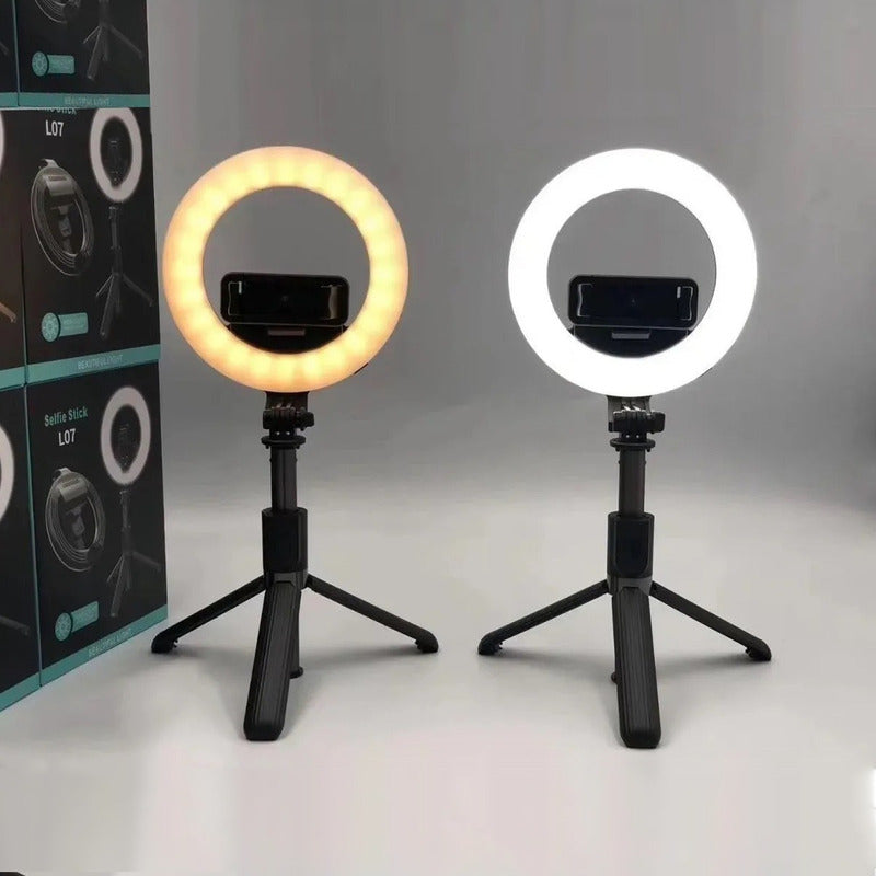 Baston Selfie Con Aro Bluetooh Led Aluminio Con Tripode