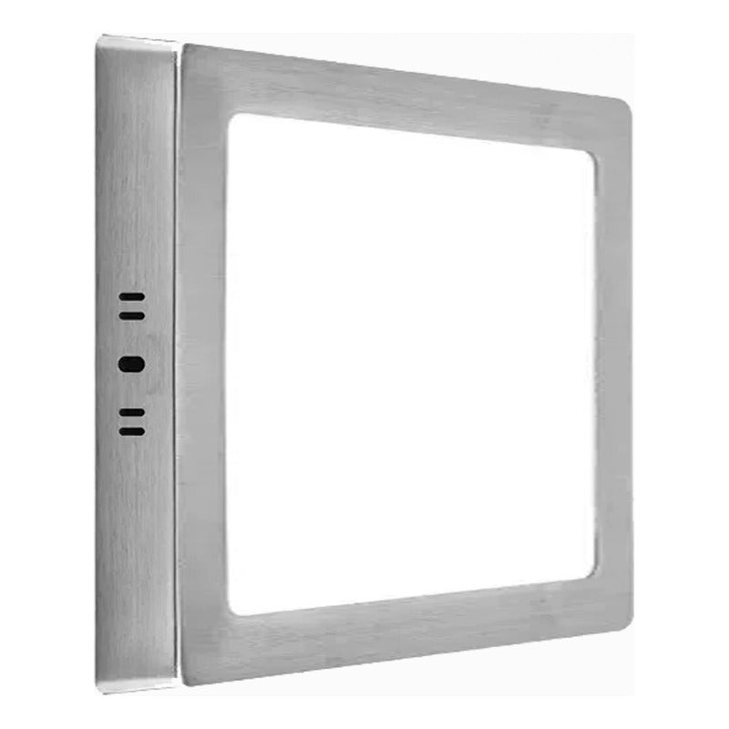 5 Foco Plafon Led Cuadrado Sobrepuesto 18w Luz Fria Niquel