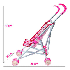 Coche Cuna Metalico De Juguete Con Muñeca Lovely 9 Portatil