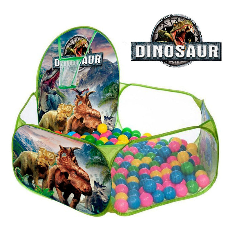 Carpa Piscina Con 100 Pelotas 120cm Niños Dinosaurio Tienda Jurásica