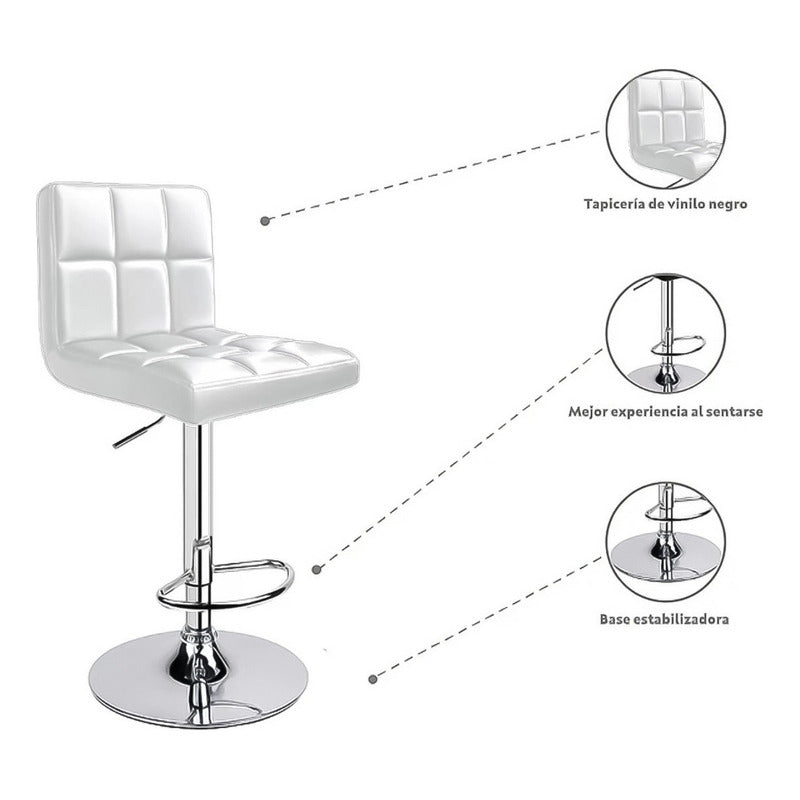 2 Silla Piso Bar Taburete Respaldo Ecocuero Altura Acolchado