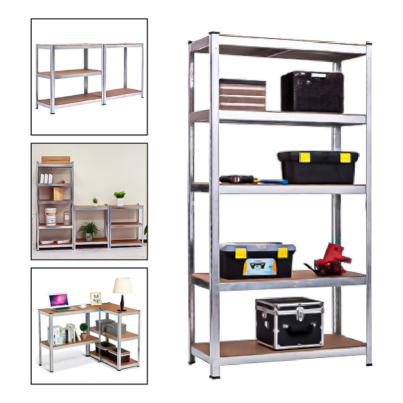 2 Estantes Rack Metalico 180x90x40 Oficina Organizador Plateado