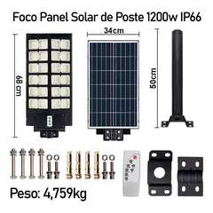 3 Foco Poste Solar Led 1200w Ip67 Exterior Alta Potencia Luz Fria