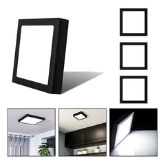 3 Foco Plafon Sobrepuesto Cuadrado 18w Luz Fria B. Negro