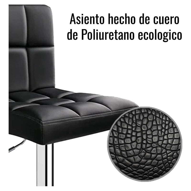 2 Silla Piso Bar Taburete Respaldo Ecocuero Altura Acolchado