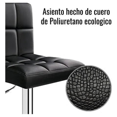 2 Silla Piso Bar Taburete Respaldo Ecocuero Altura Acolchado