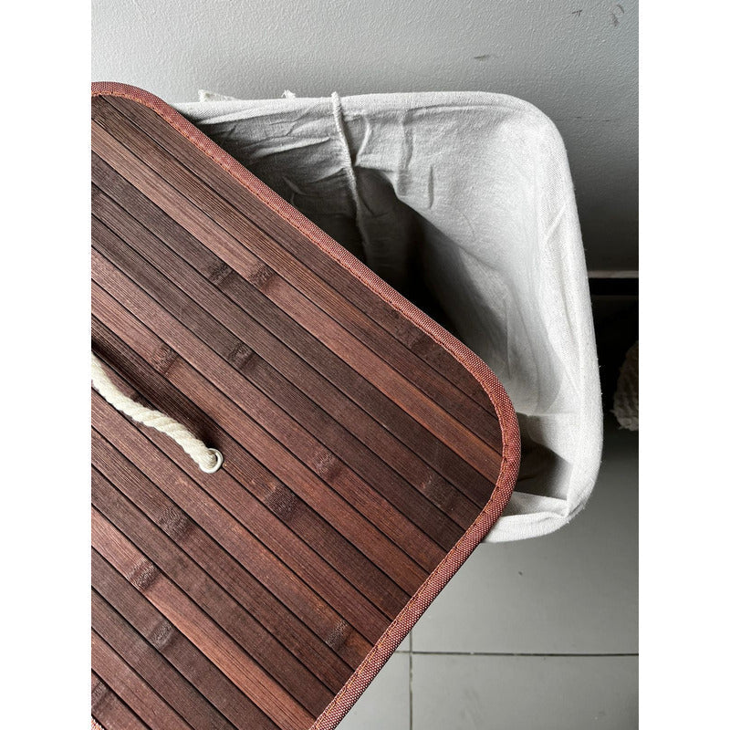 Cesto Canasto Ropa Sucia Bambu Whitmor 60 Cm Con Tapa Y Asas