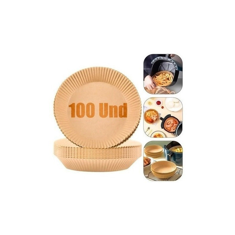 100 Forros Papel Airfryer Antiadherente Freidora Desechables