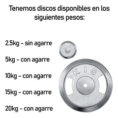 Disco Preolímpico 15kg Cromado Pesas Profesional Con Agarres