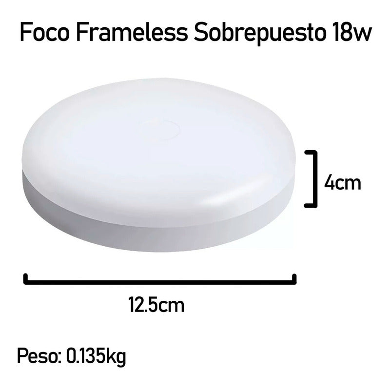 3 Foco Plafon Frameless Led Techo Sobrepuesto 18w Luz Fria