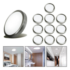 10 Foco Plafon Led Redondo Sobrepuesto 24w Luz Fria Niquel