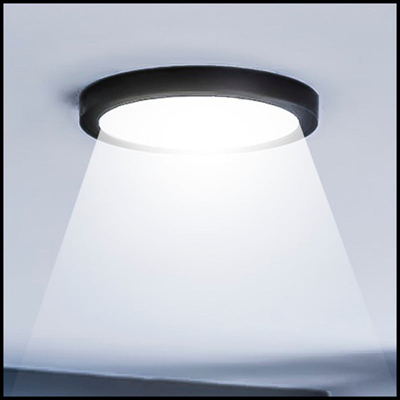 Foco Plafon Led Sobrepuesto Redondo 12w Luz Fria Borde Negro