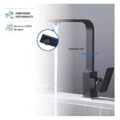 Grifo Llave Lavaplatos Monomando Moderno De Lujo Acero Negro