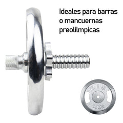 Disco Preolímpico 10kg Cromado Pesas Profesional Con Agarres