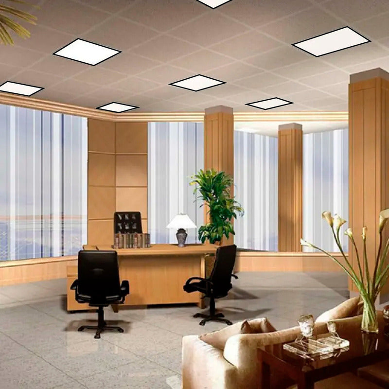 3 Panel Led 60x60cm Sobrepuesto Cuadrado 48w Luz Fría Negro