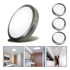 3 Foco Plafon Led Redondo Sobrepuesto 12w Luz Fria Niquel