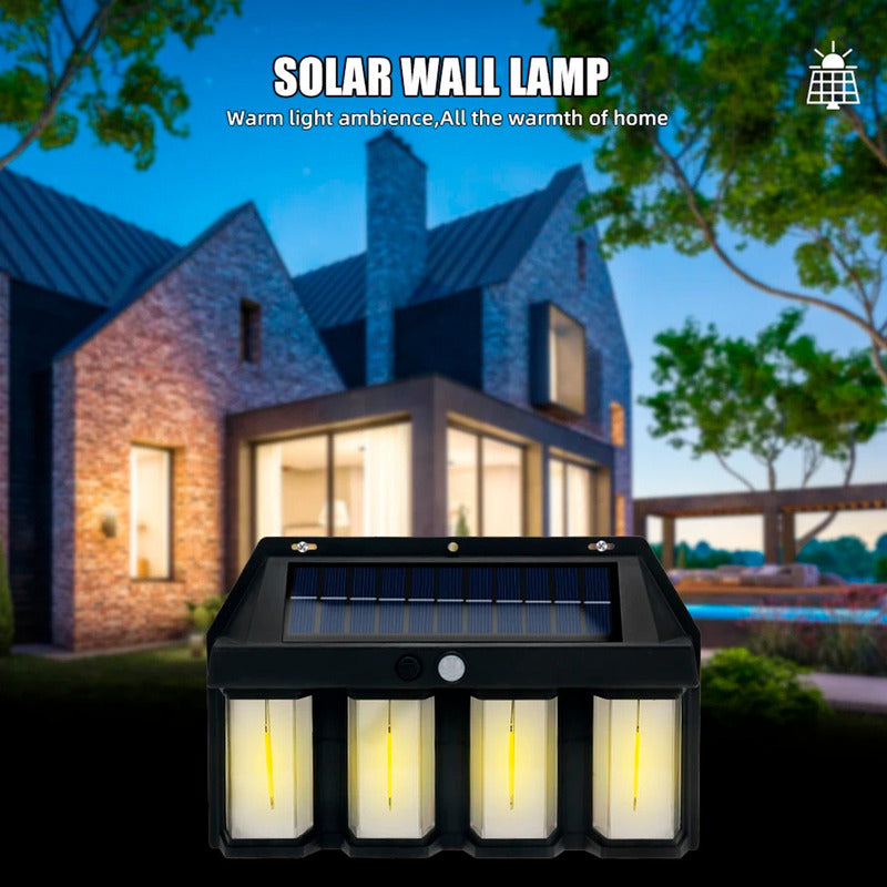 2 Farol Solar Aplique Pared 4 Led Sensor Movimiento L Cálida