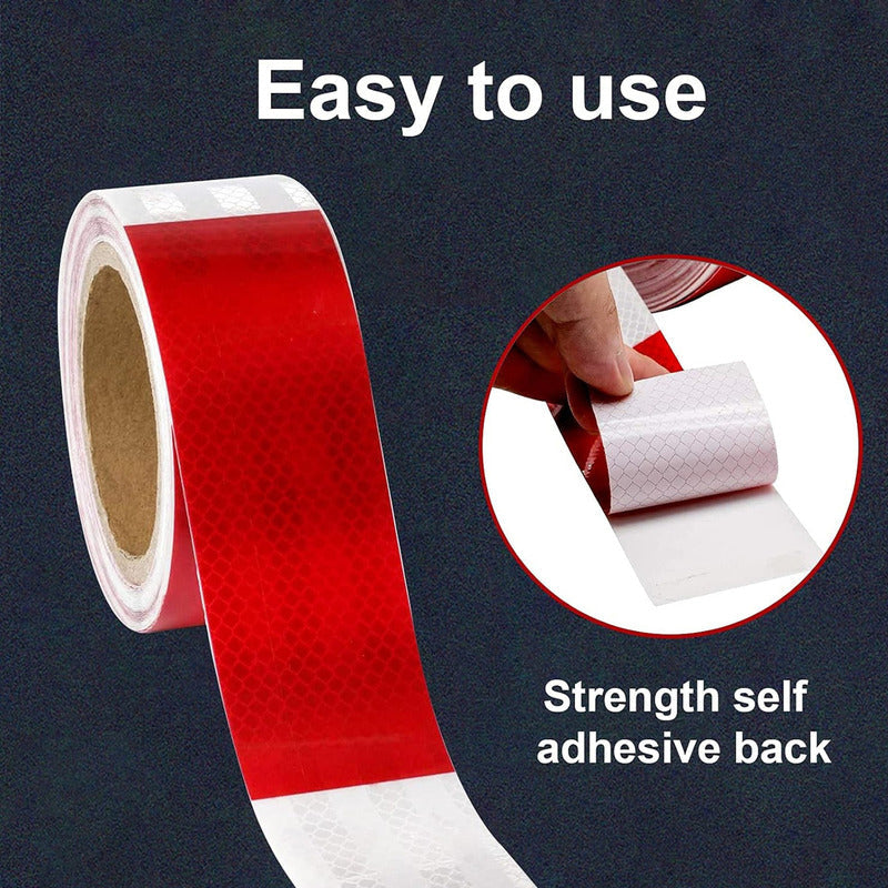 Cinta Reflectante Bicolor Plana Blanco Rojo 5cm X 25 Mts