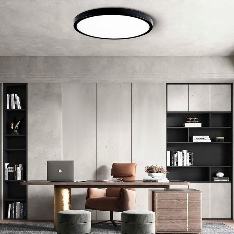 5 Foco Plafon Led Redondo Sobrepuesto 24w Luz Fria Niquel