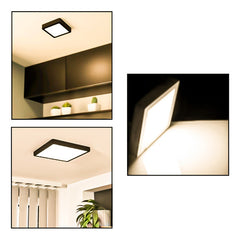 5 Foco Plafon Sobrepuesto Cuadrado 18w Luz Calida B. Negro