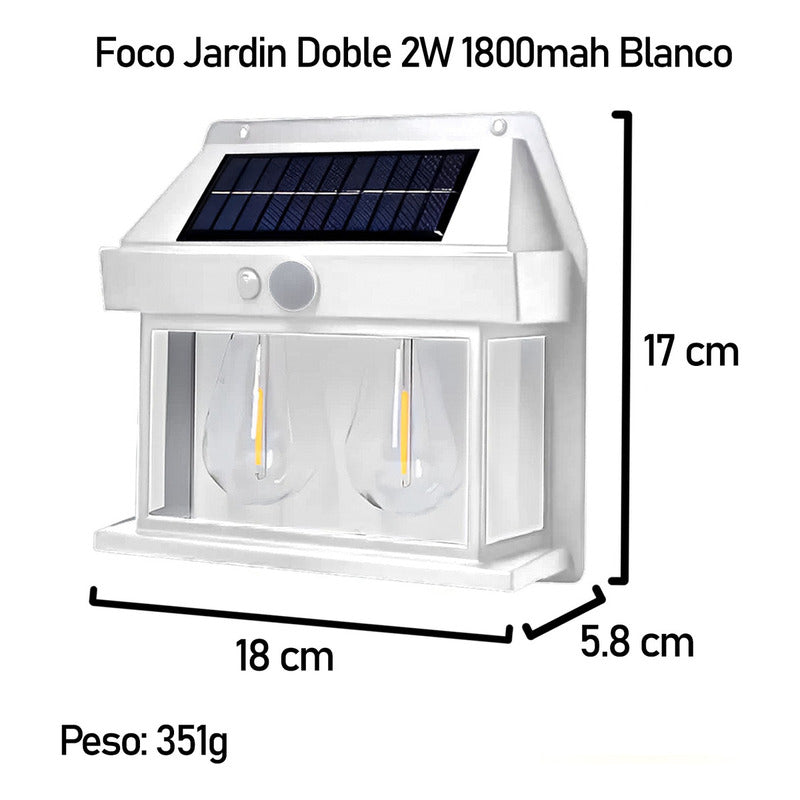 Farol Solar Jardin Aplique Pared Foco Led Luz Calida