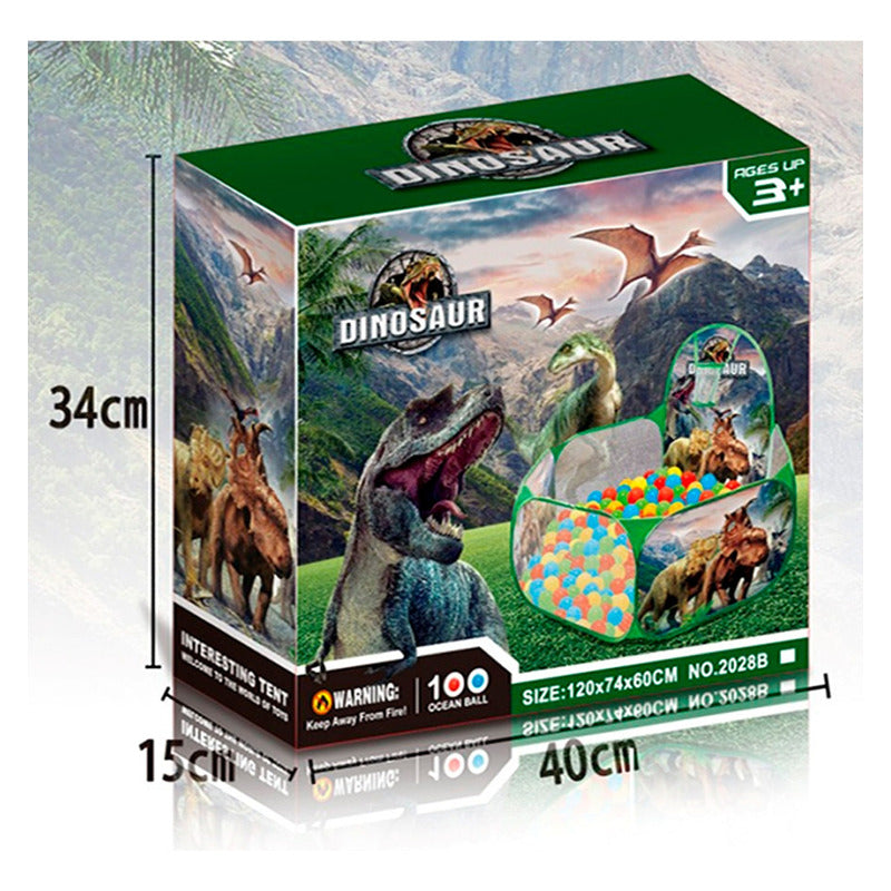 Carpa Piscina Con 100 Pelotas 120cm Niños Dinosaurio Tienda Jurásica