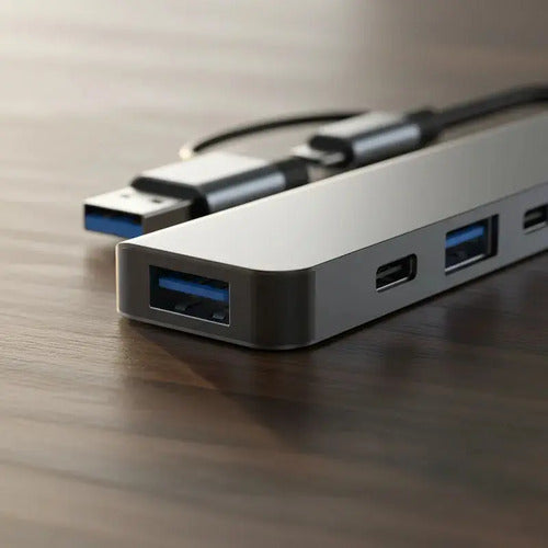 Hub Usb 7 En 1 Adaptador Usb C Puertos Usb3.0/5w Pd/usb-c Mac Multipuertos