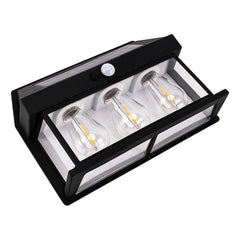 6 Farol Solar Aplique Pared 3 Ampolletas Led Sensor Luz Calida