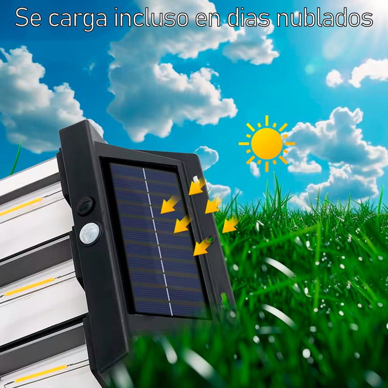 2 Farol Solar Aplique Pared 4 Led Sensor Movimiento L Cálida