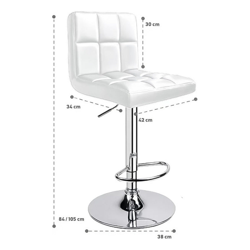 2 Silla Piso Bar Taburete Respaldo Ecocuero Altura Acolchado