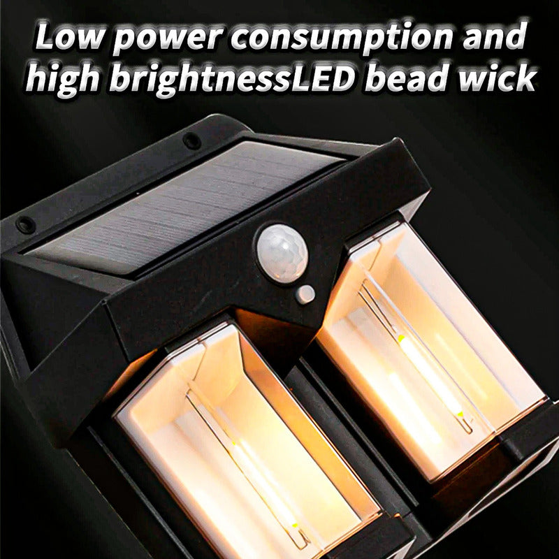 6 Farol Solar Aplique Pared 2 Led Sensor Movimiento Luz Cálida