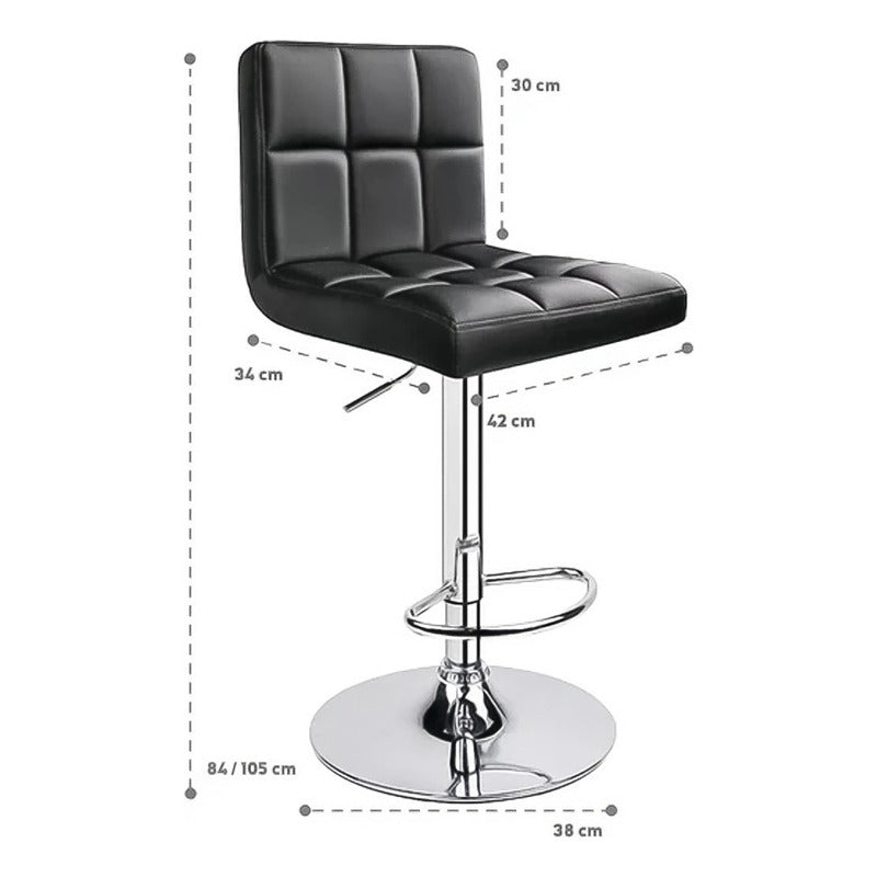 2 Silla Piso Bar Taburete Respaldo Ecocuero Altura Acolchado