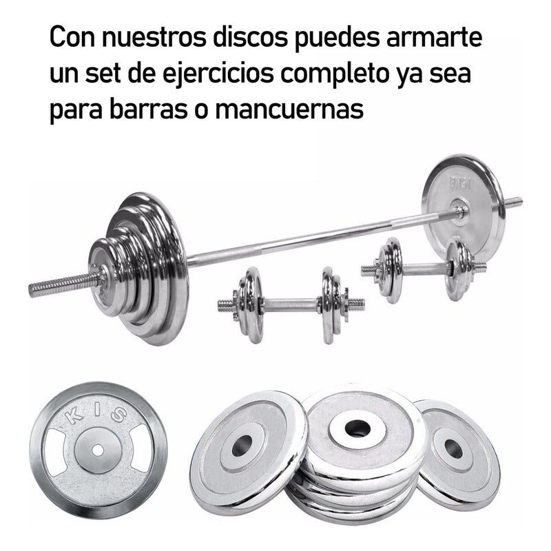 Disco Preolímpico 2.5 Kg Cromo Pesas Profesional Mancuernas