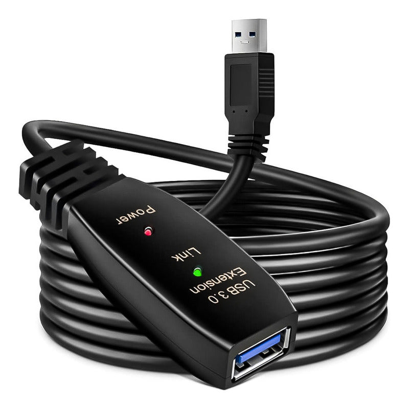 Cable Usb Activo 3.0 Extensión 5 Metros Macho A Hembra Led