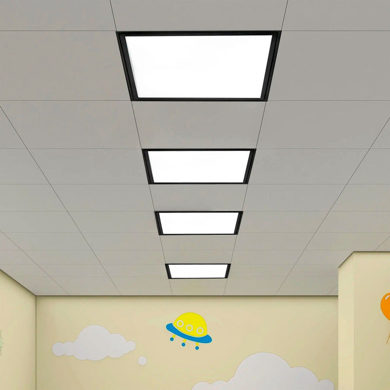 6 Panel Led 60x60cm Sobrepuesto Cuadrado 48w Luz Fría Negro