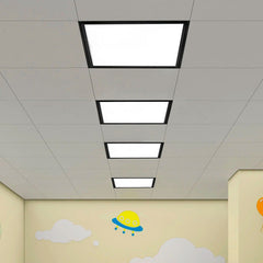 3 Panel Led 60x60cm Sobrepuesto Cuadrado 48w Luz Fría Negro
