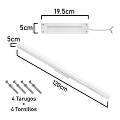 Foco Tubo Led 48w Luminaria Lineal Luz Fría 120cm