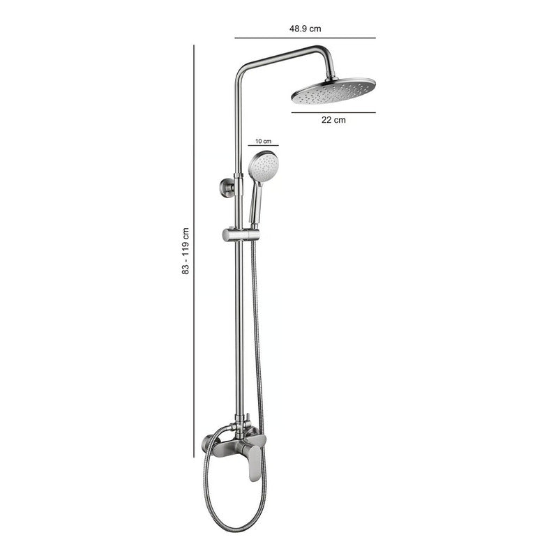Columna De Ducha Acero Inoxidable Redondo 2 Salidas De Agua