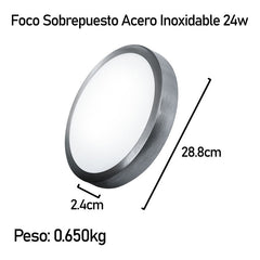 5 Foco Plafon Led Redondo Sobrepuesto 24w Luz Fria Niquel