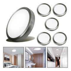 5 Foco Plafon Led Redondo Sobrepuesto 18w Luz Fria Niquel