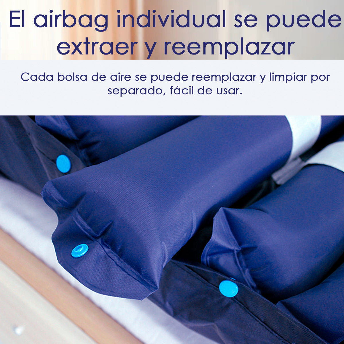 Colchon Antiescaras Profesional Con Motor 135kg Tubular Azul